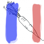 Dessin d'une carotte avec un drapeau français